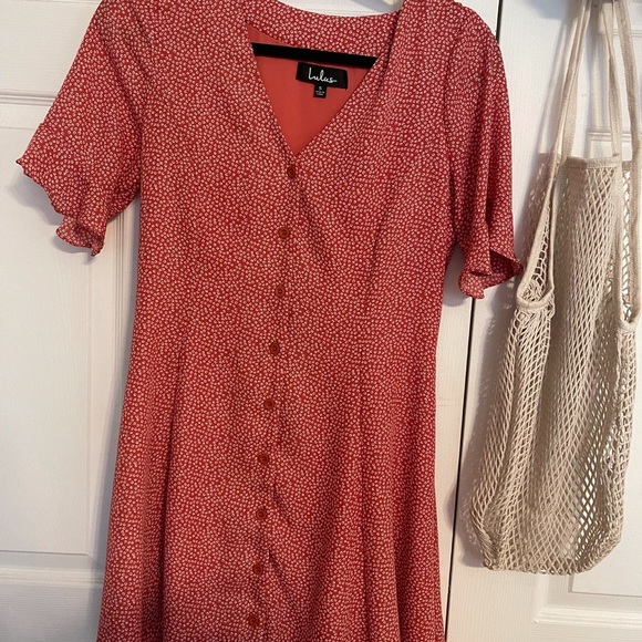 Lulus - Castana Rust Red Print Button Up Dress - Picture 6 of 6